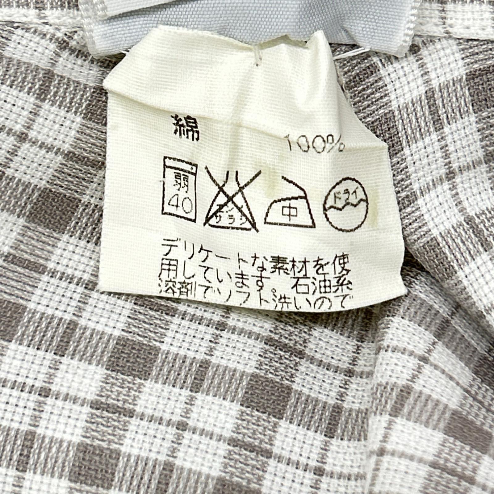 HERMES エルメス 長袖シャツ セリエボタン グレー チェック トップス