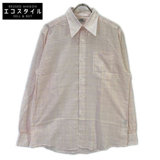 HERMES エルメス 【美品/国内正規】チェック セリエボタン 長袖シャツ トップス