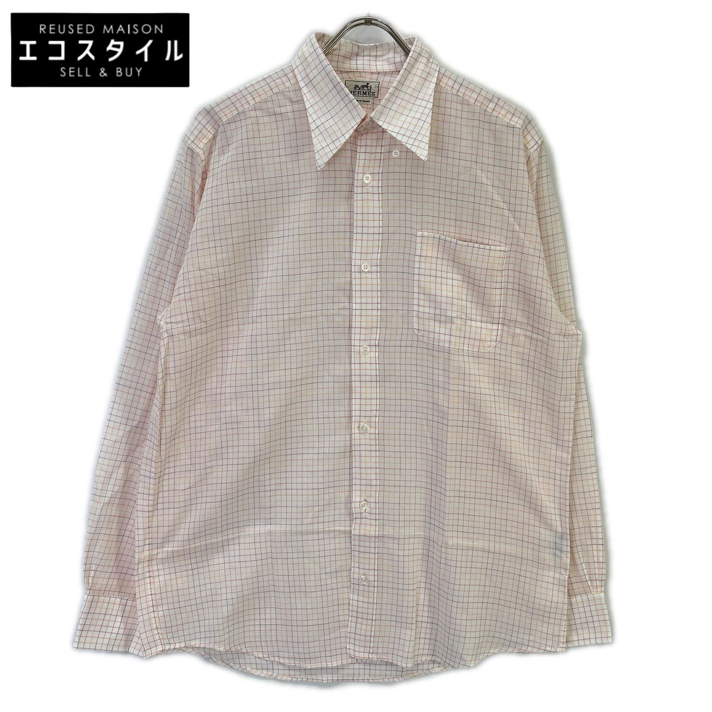 HERMES エルメス 【美品/国内正規】チェック セリエボタン 長袖シャツ トップス