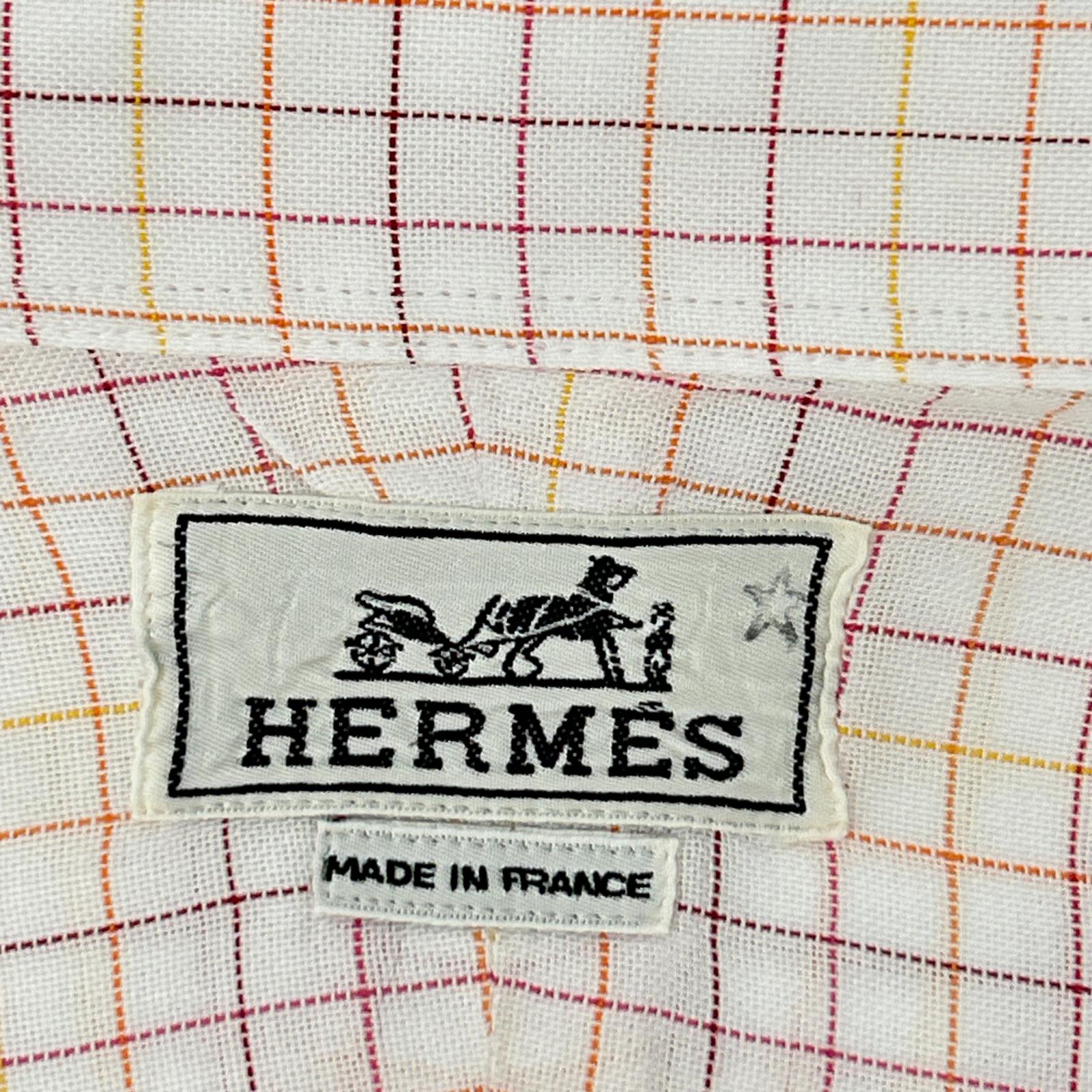 HERMES エルメス 【美品/国内正規】チェック セリエボタン 長袖シャツ トップス