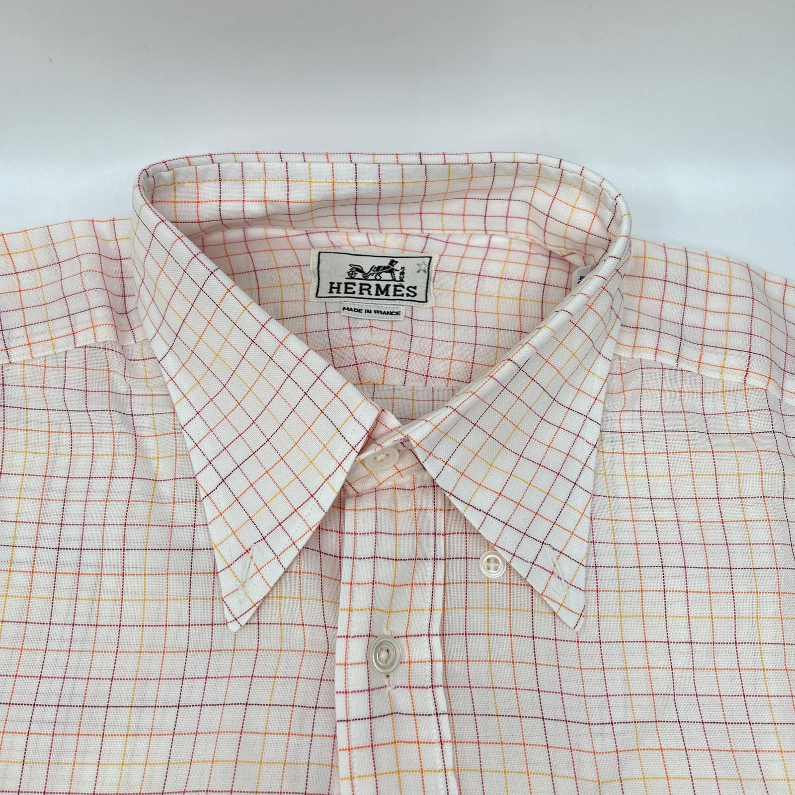 HERMES エルメス 【美品/国内正規】チェック セリエボタン 長袖シャツ トップス