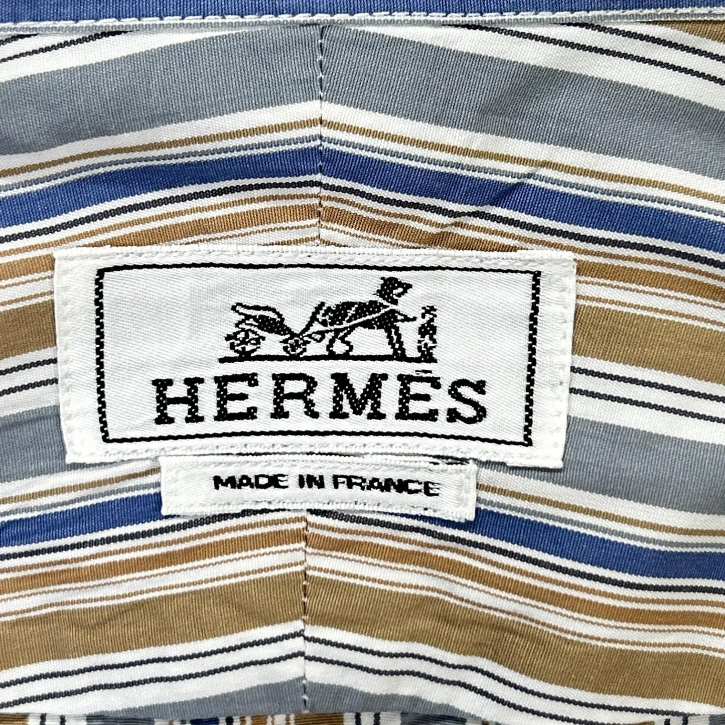 HERMES エルメス 【美品】ストライプ セリエボタン 長袖シャツ トップス