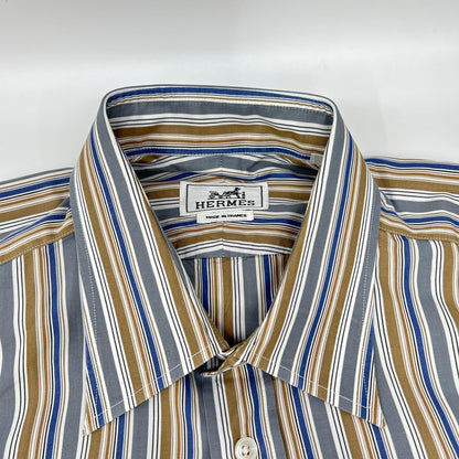 HERMES エルメス 【美品】ストライプ セリエボタン 長袖シャツ トップス