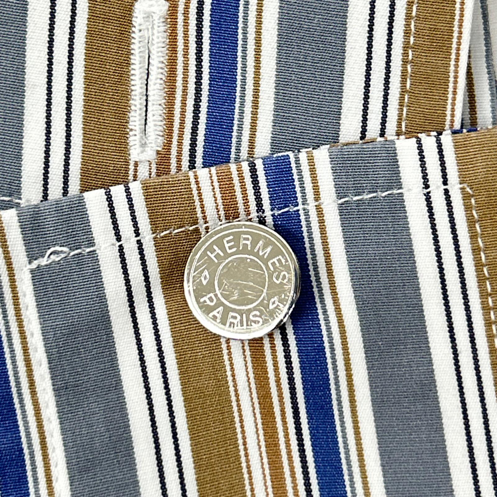 HERMES エルメス 【美品】ストライプ セリエボタン 長袖シャツ トップス