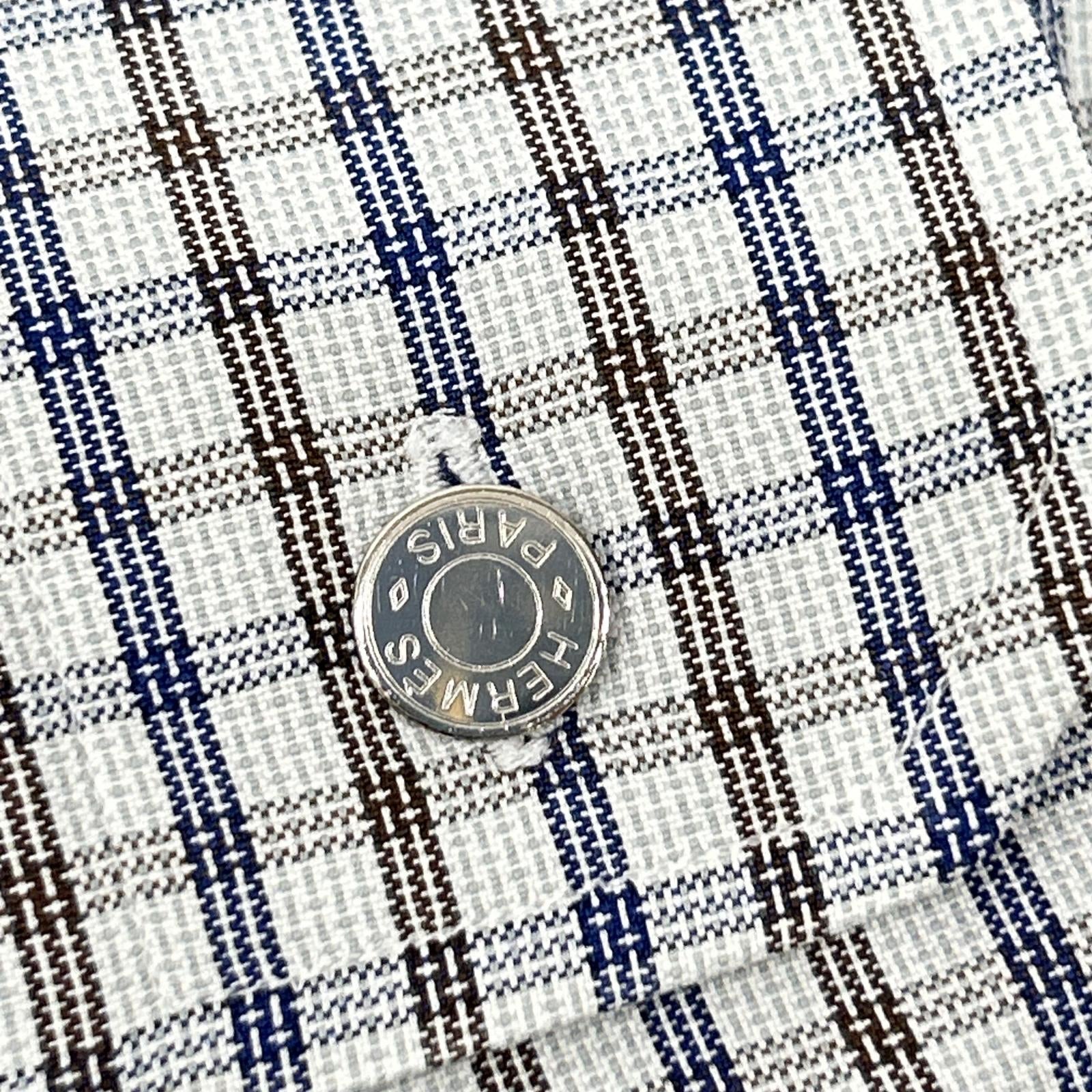 HERMES エルメス 【美品】チェック セリエボタン 長袖シャツ トップス