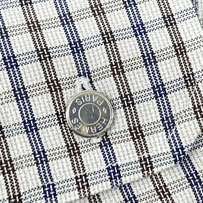HERMES エルメス 【美品】チェック セリエボタン 長袖シャツ トップス