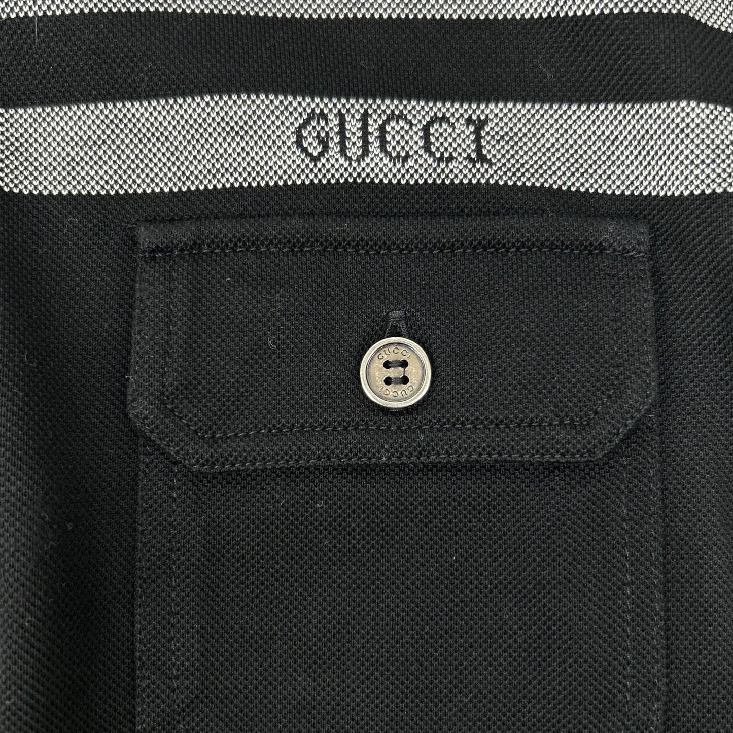 GUCCI グッチ 243876 ブラック コットン フラップポケット ポロシャツ トップス