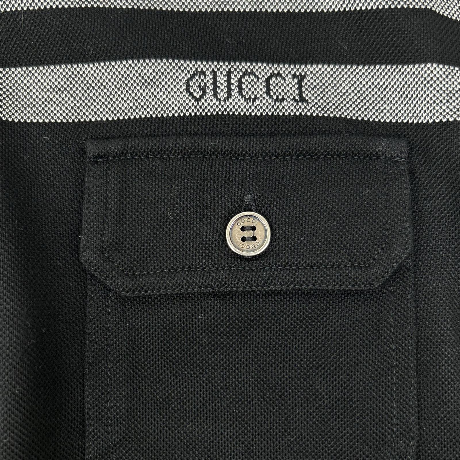 GUCCI グッチ 243876 ブラック コットン フラップポケット ポロシャツ トップス
