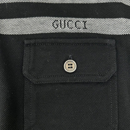 GUCCI グッチ 243876 ブラック コットン フラップポケット ポロシャツ トップス