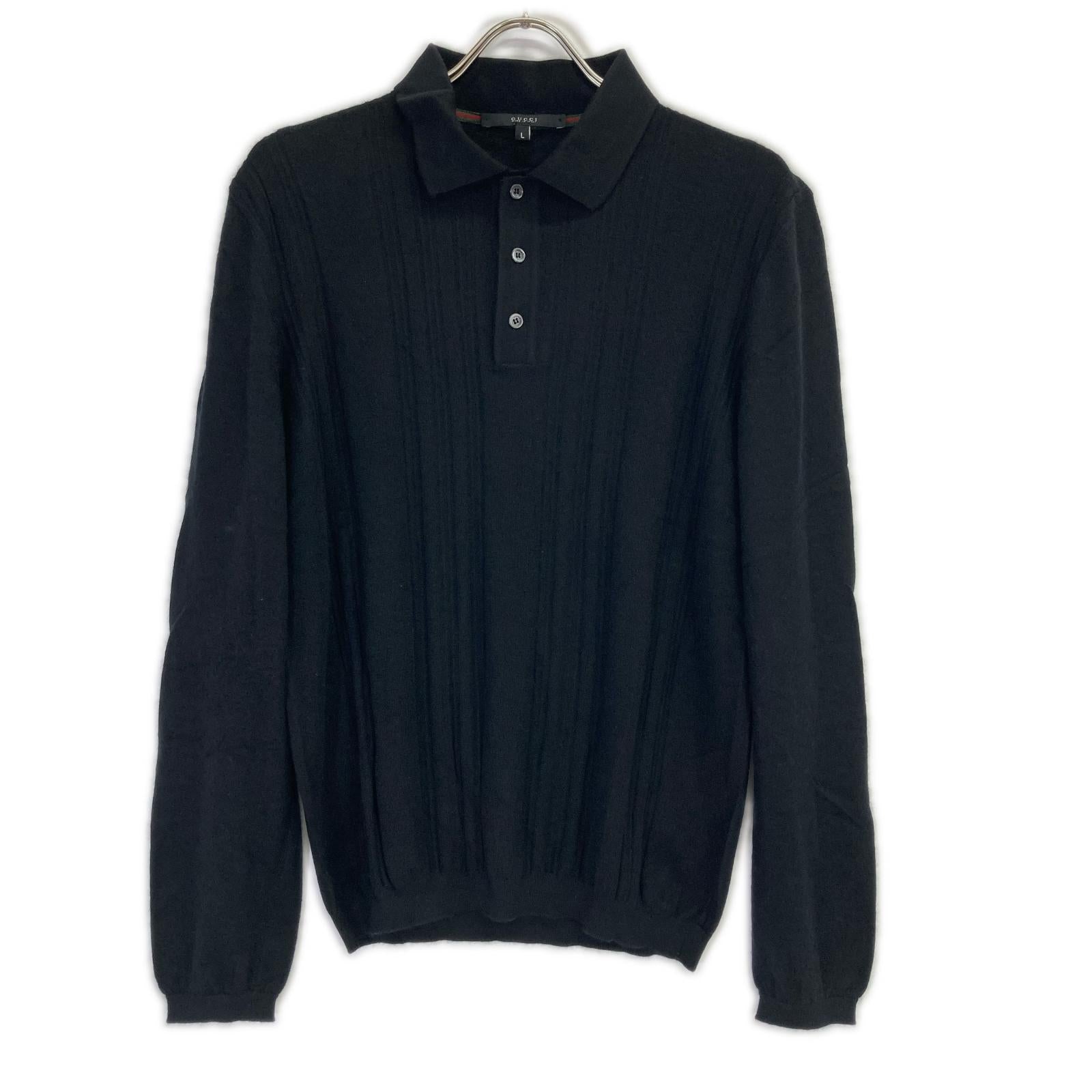 GUCCI グッチ 323068 ブラック カシミヤ ロングスリーブ ポロシャツ トップス