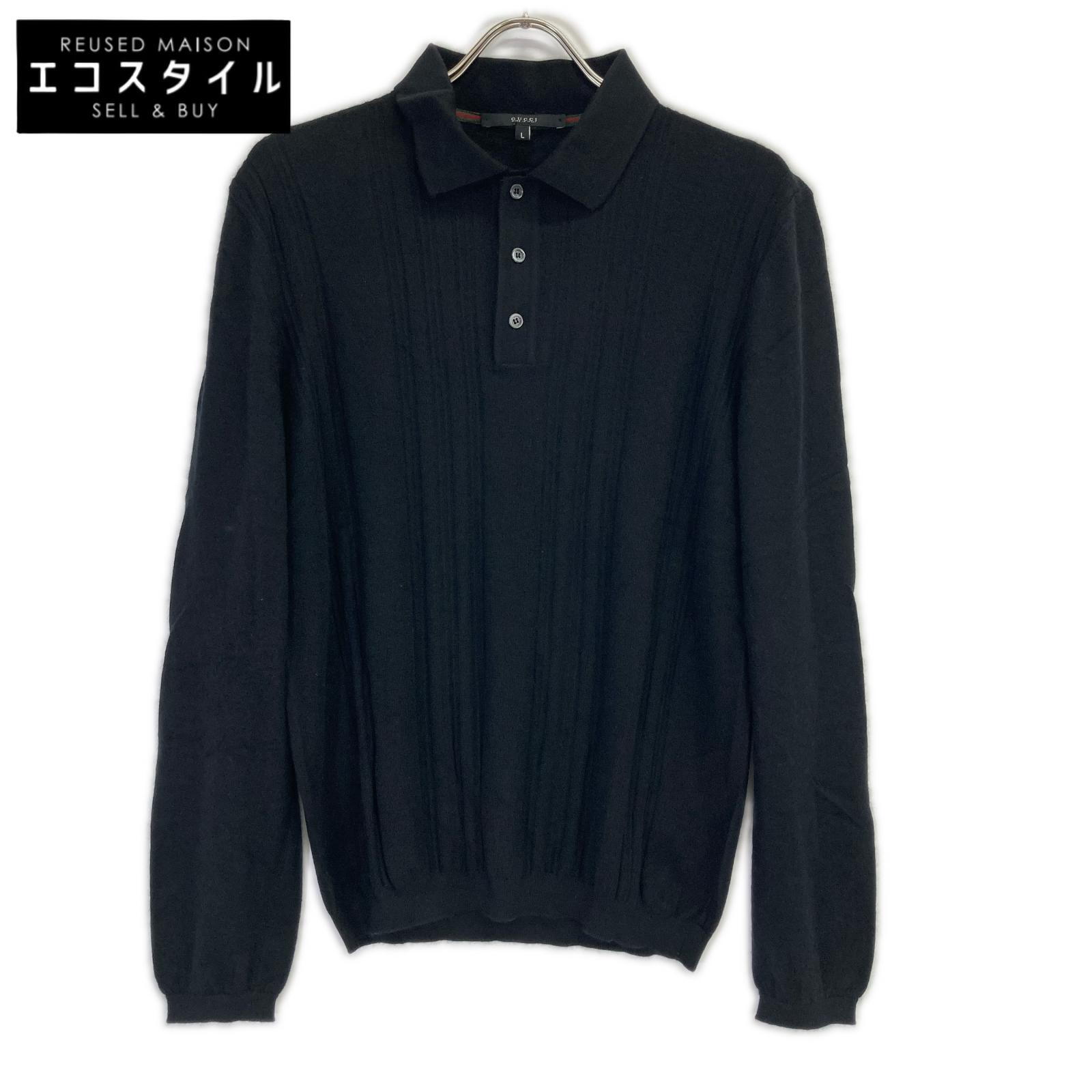 GUCCI グッチ 323068 ブラック カシミヤ ロングスリーブ ポロシャツ トップス