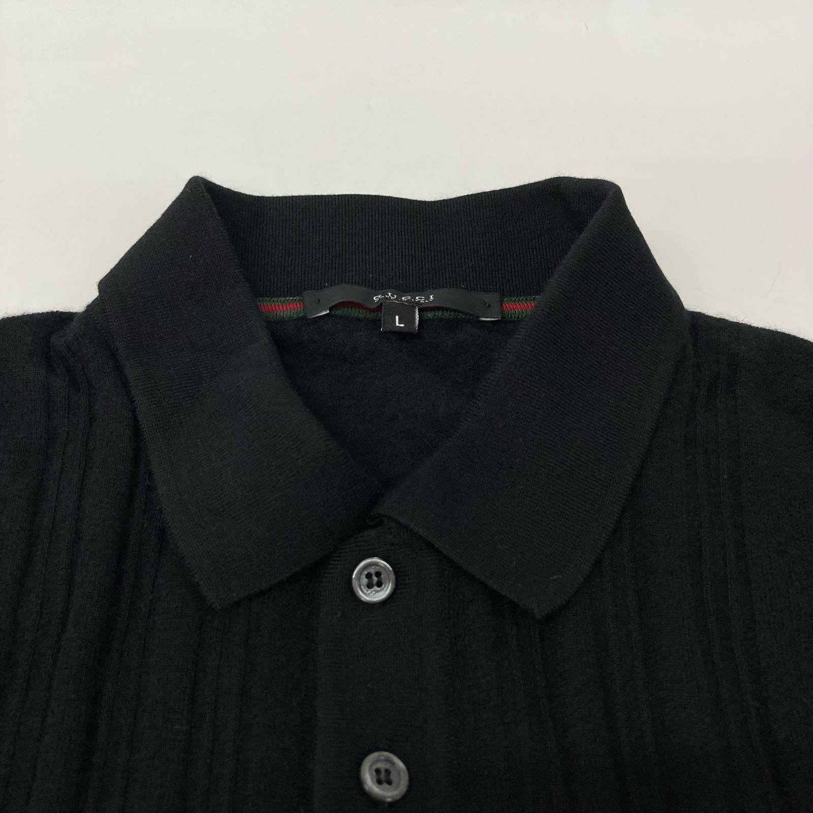 GUCCI グッチ 323068 ブラック カシミヤ ロングスリーブ ポロシャツ トップス
