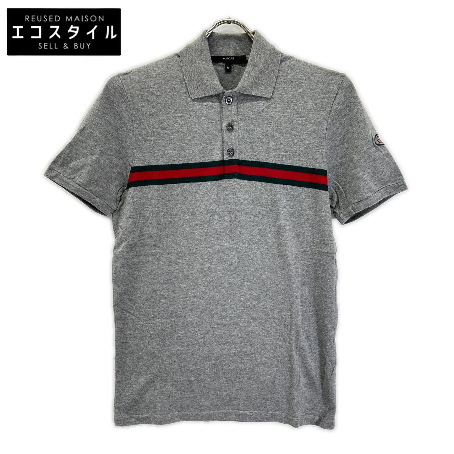 GUCCI グッチ 232618 グレー コットン シェリーライン ポロシャツ トップス