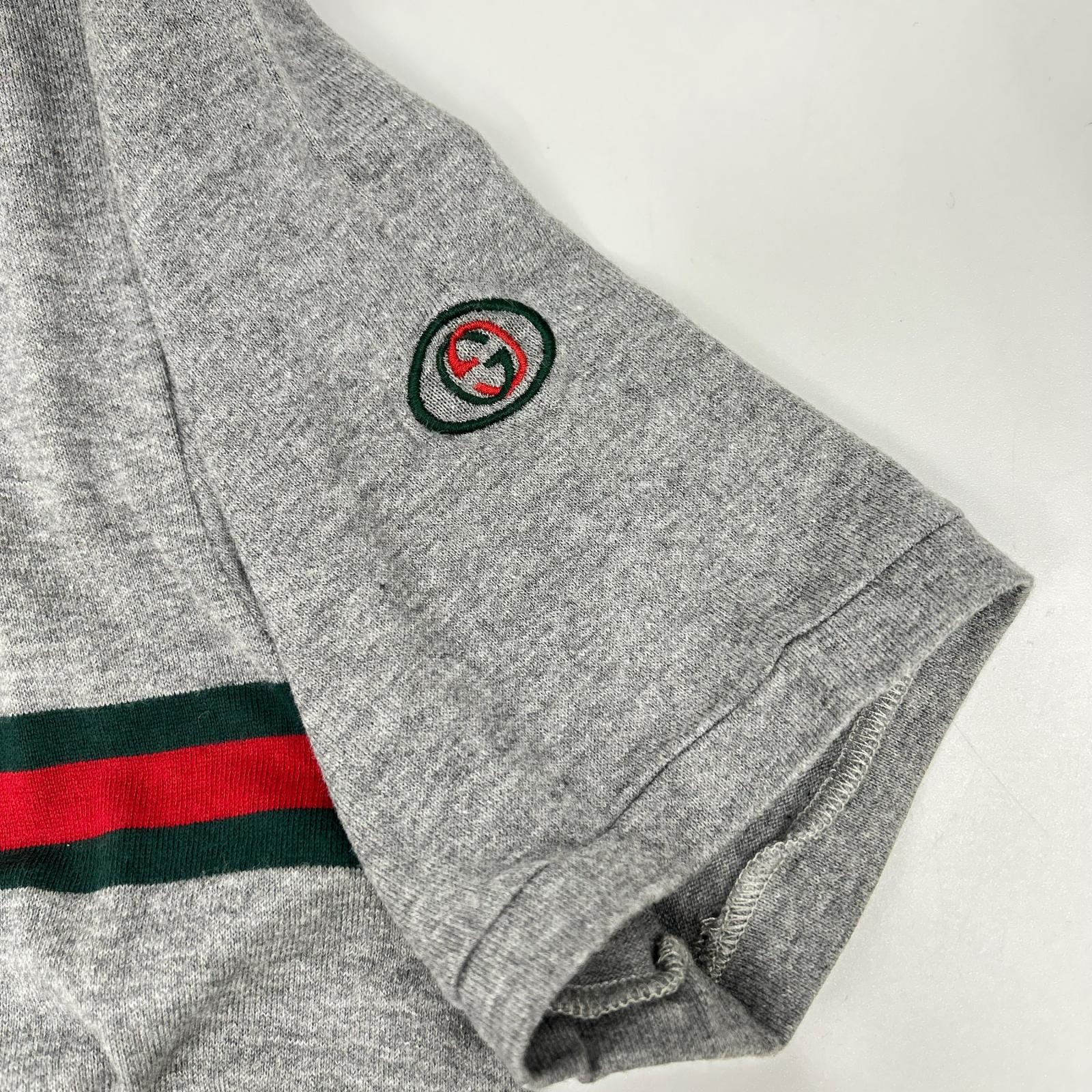 GUCCI グッチ 232618 グレー コットン シェリーライン ポロシャツ トップス