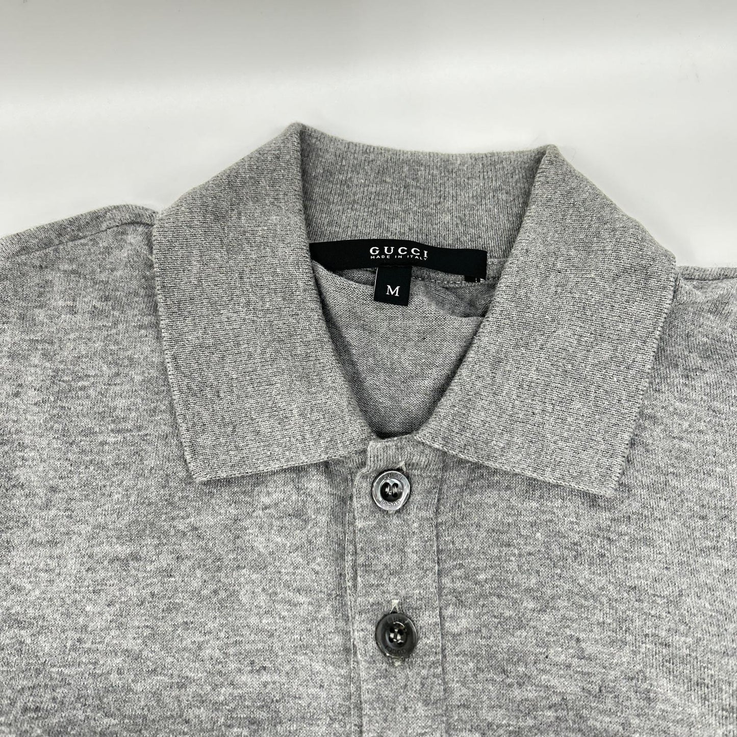 GUCCI グッチ 232618 グレー コットン シェリーライン ポロシャツ トップス