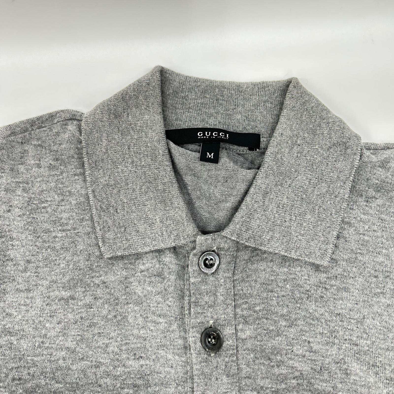 GUCCI グッチ 232618 グレー コットン シェリーライン ポロシャツ トップス