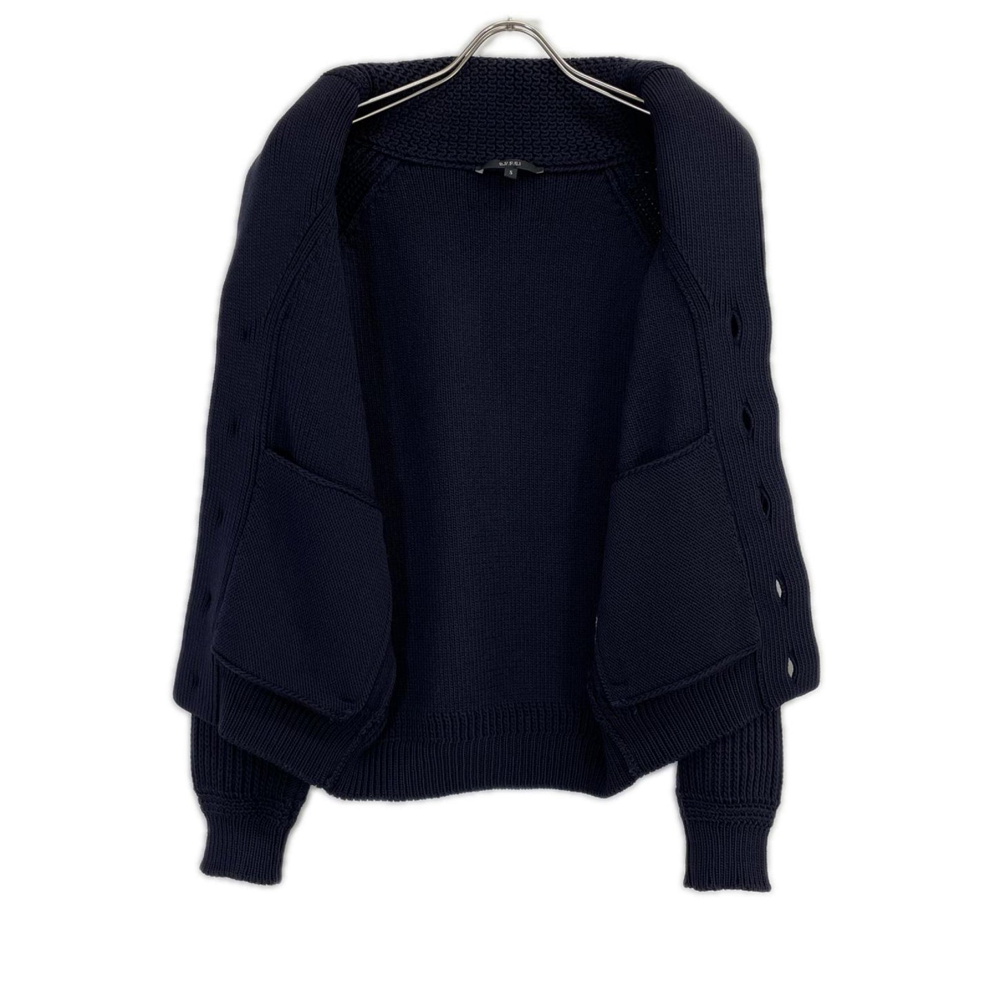 GUCCI グッチ 323163 ネイビー ウール ロゴワッペン ニットカーディガン トップス