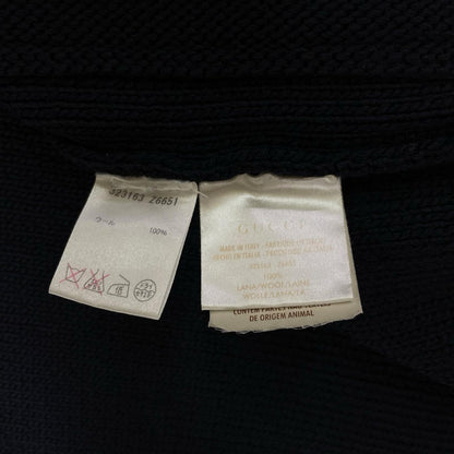 GUCCI グッチ 323163 ネイビー ウール ロゴワッペン ニットカーディガン トップス