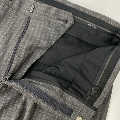 GUCCI グッチ グレー ウール ストライプ シングル 3B スーツ スーツ セットアップ