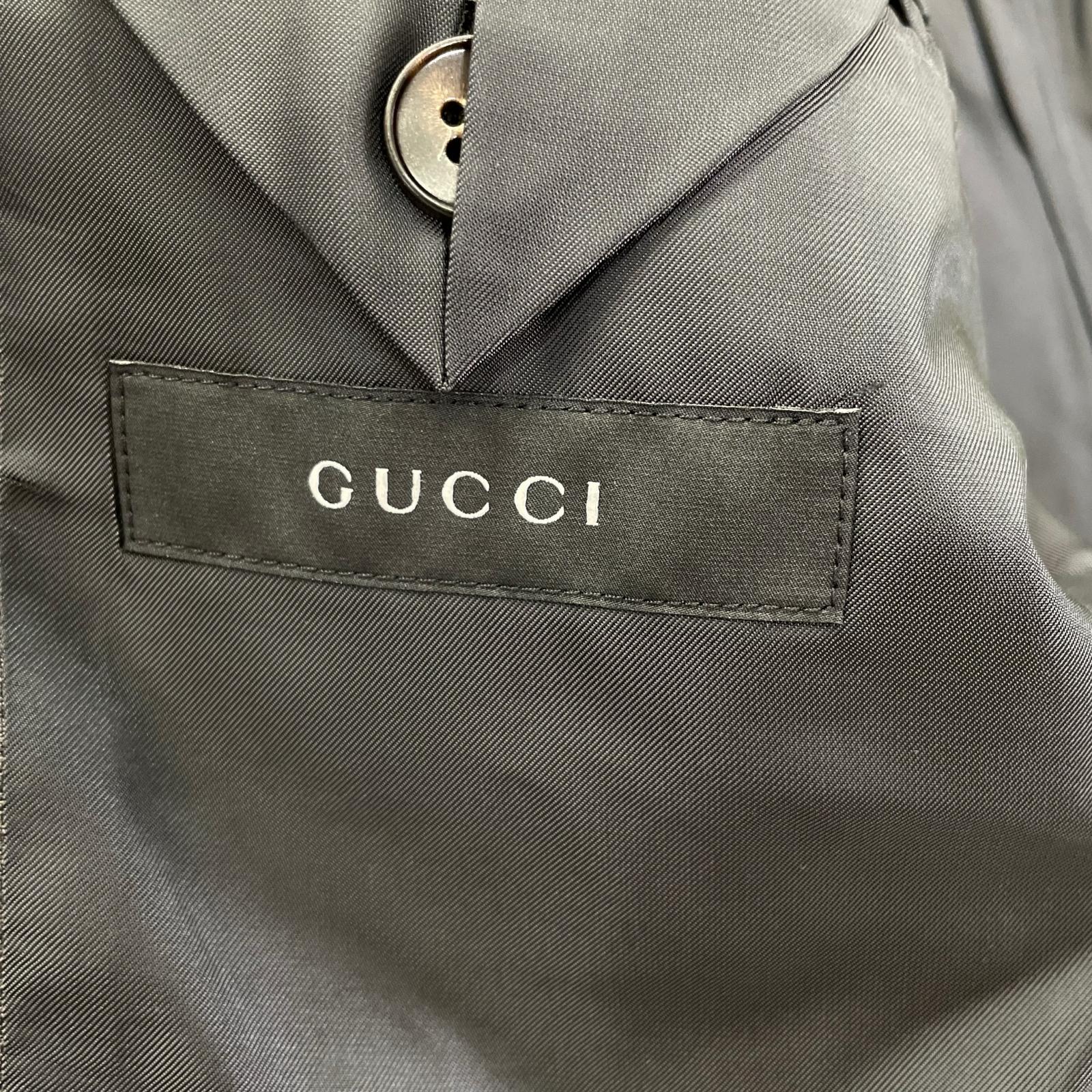 GUCCI グッチ グレー ウール ストライプ シングル 3B スーツ スーツ セットアップ