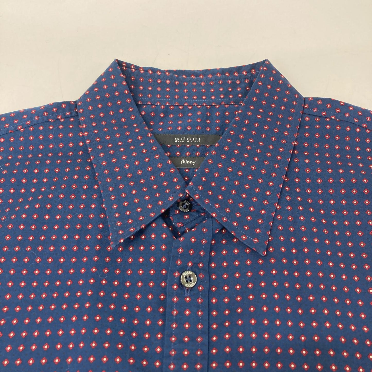 GUCCI グッチ 324812 ネイビー コットン混 フラワー 半袖シャツ トップス