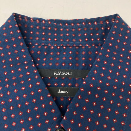 GUCCI グッチ 324812 ネイビー コットン混 フラワー 半袖シャツ トップス