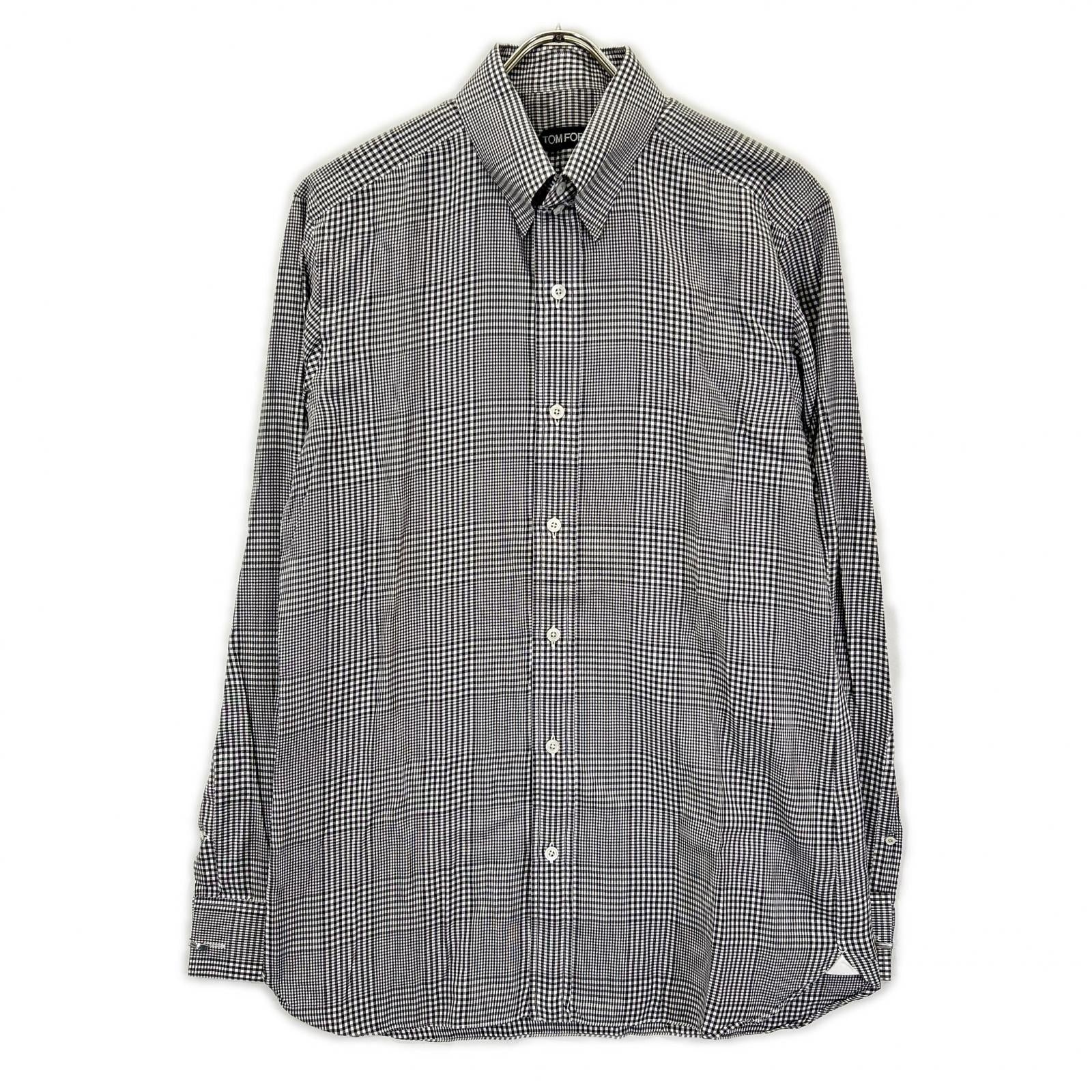 TOM FORD トムフォード グレー コットン チェック シャツ トップス