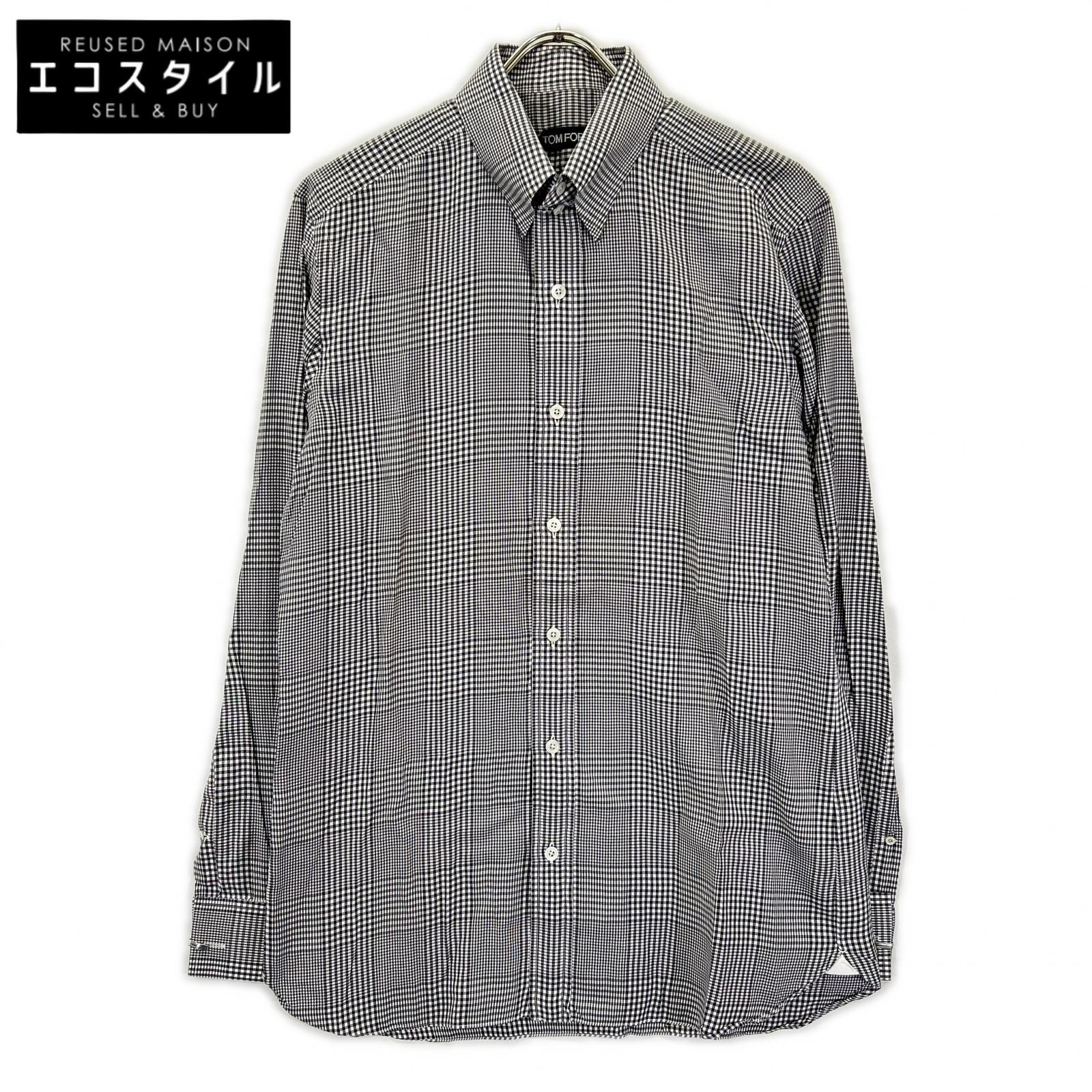 TOM FORD トムフォード グレー コットン チェック シャツ トップス