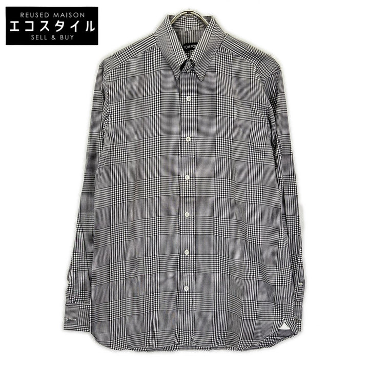 TOM FORD トムフォード グレー コットン チェック シャツ トップス