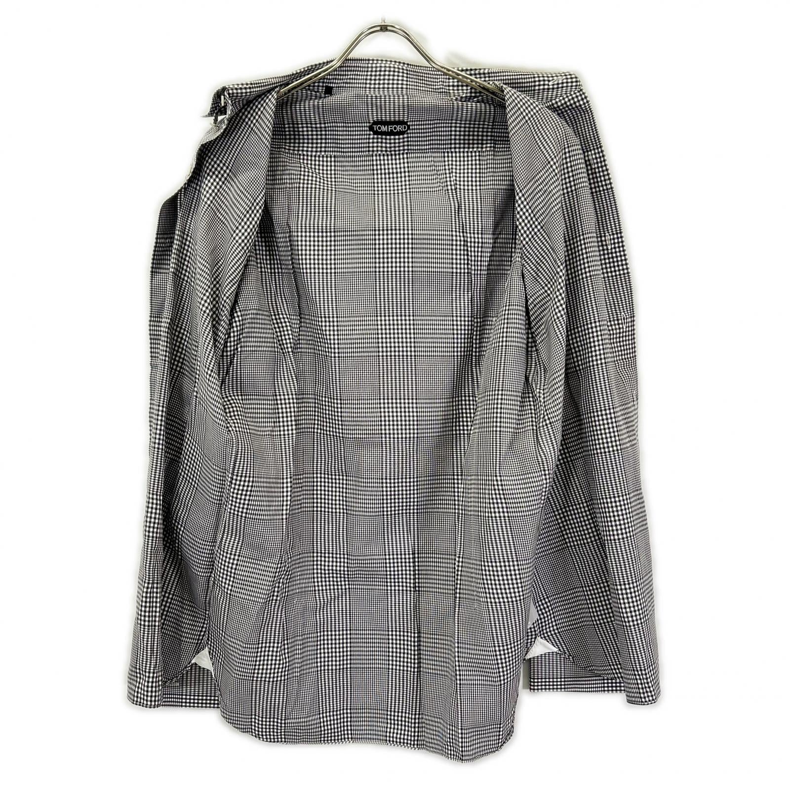 TOM FORD トムフォード グレー コットン チェック シャツ トップス