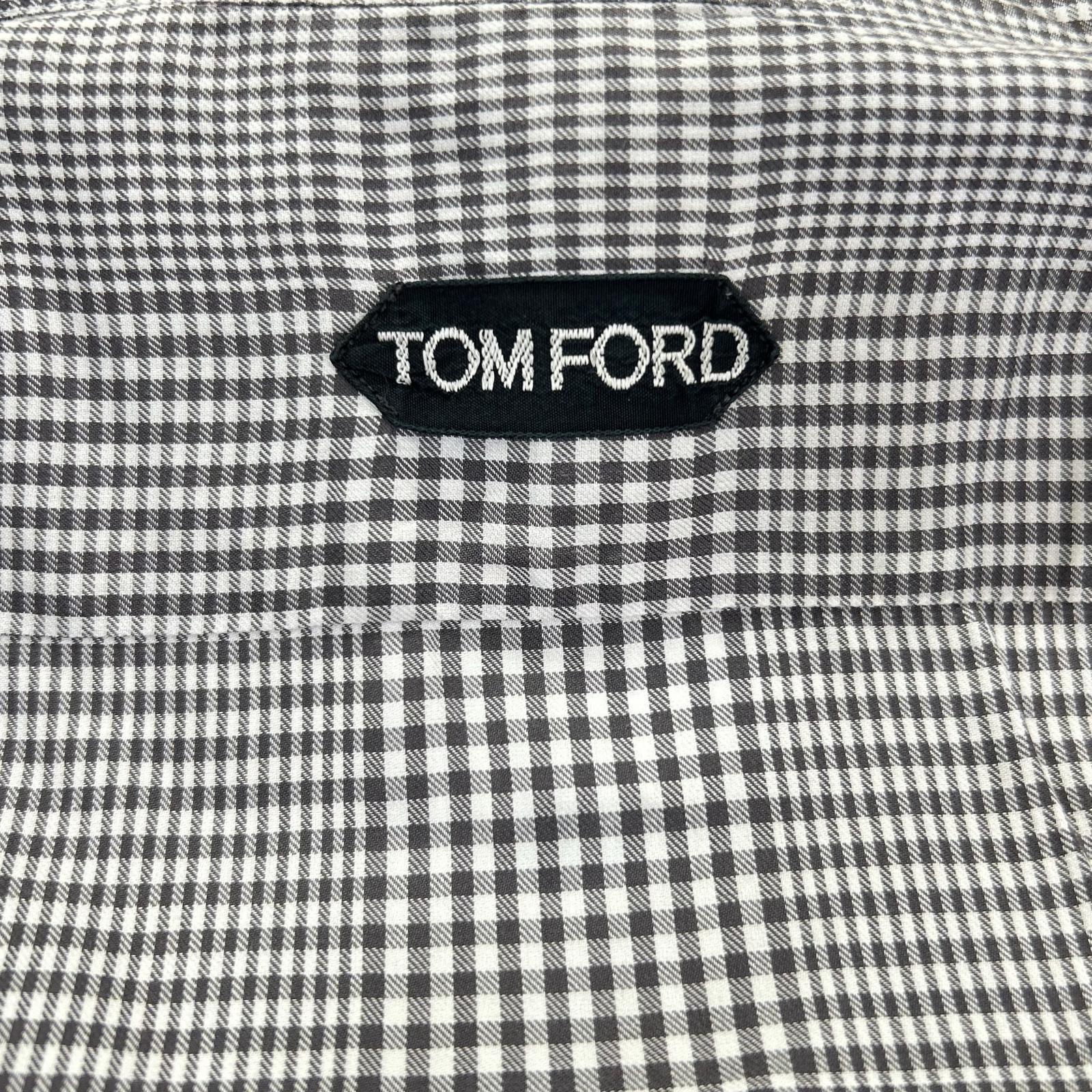 TOM FORD トムフォード グレー コットン チェック シャツ トップス