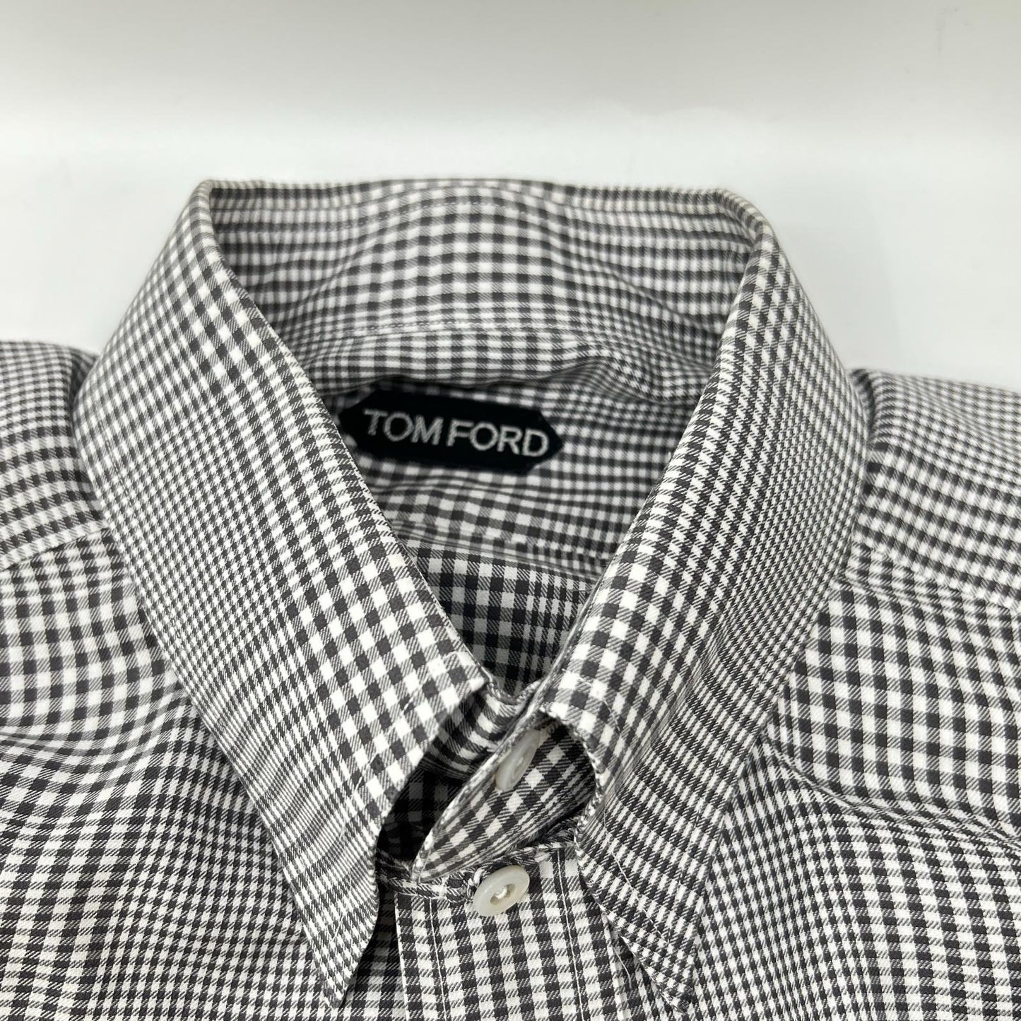 TOM FORD トムフォード グレー コットン チェック シャツ トップス