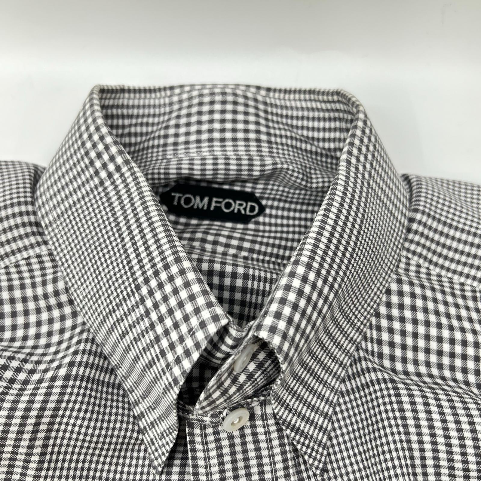 TOM FORD トムフォード グレー コットン チェック シャツ トップス