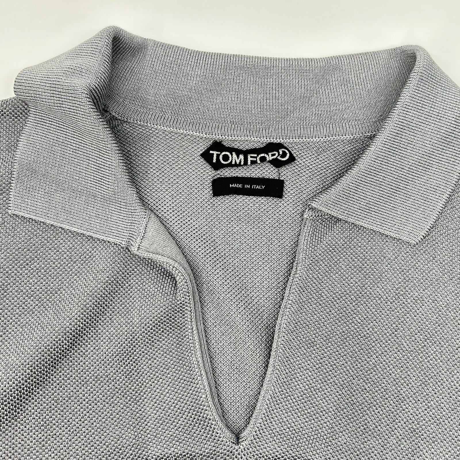 TOM FORD トムフォード グレー レーヨンコットン ポロシャツ トップス