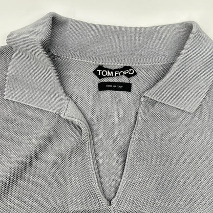 TOM FORD トムフォード グレー レーヨンコットン ポロシャツ トップス