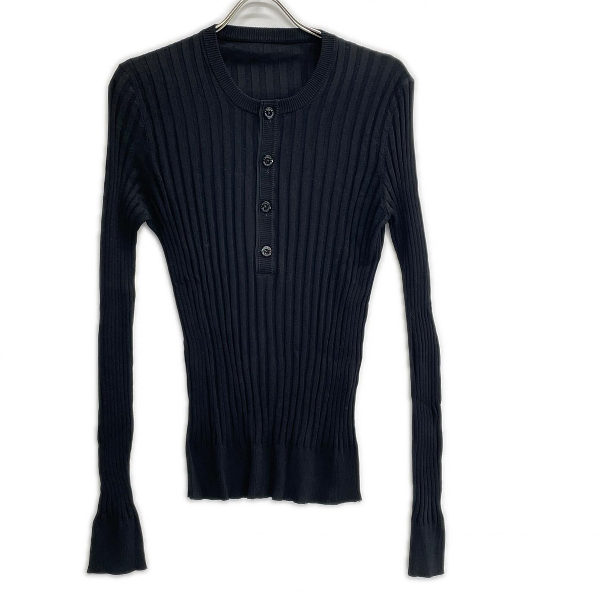 DOLCE&GABBANA black rayon-cotton Henley-neck top