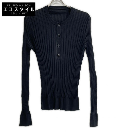 DOLCE&GABBANA ドルチェアンドガッバーナ ブラック レーヨンコットン ヘンリーネック　カットソー トップス
