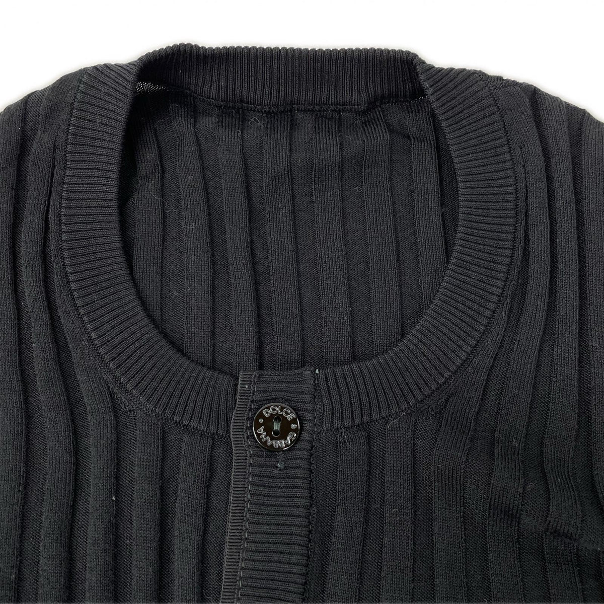 DOLCE&GABBANA black rayon-cotton Henley-neck top