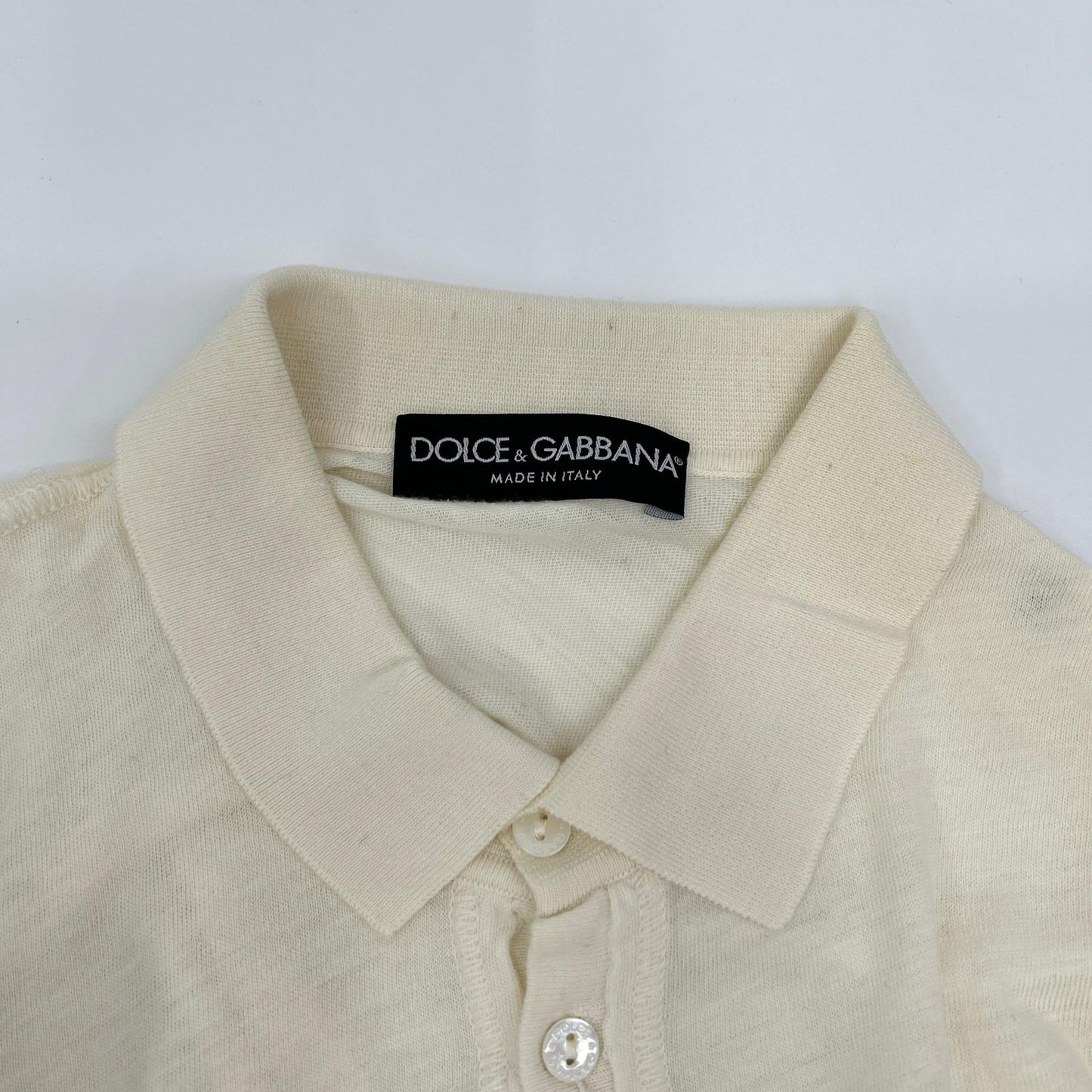 DOLCE&GABBANA ドルチェアンドガッバーナ アイボリー シルクコットン ポロシャツ トップス