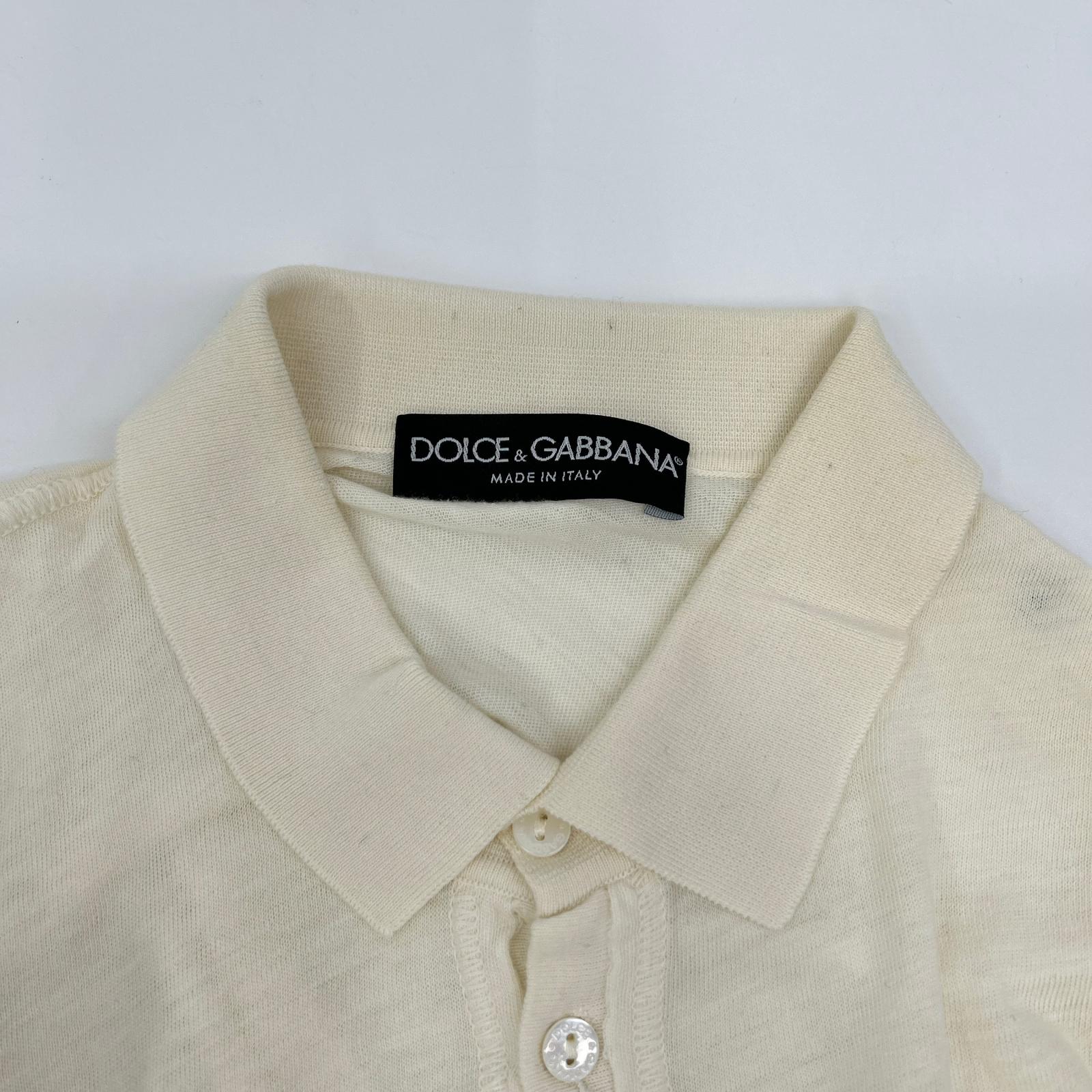 DOLCE&GABBANA ドルチェアンドガッバーナ アイボリー シルクコットン ポロシャツ トップス