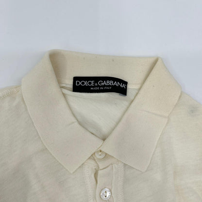 DOLCE&GABBANA ドルチェアンドガッバーナ アイボリー シルクコットン ポロシャツ トップス