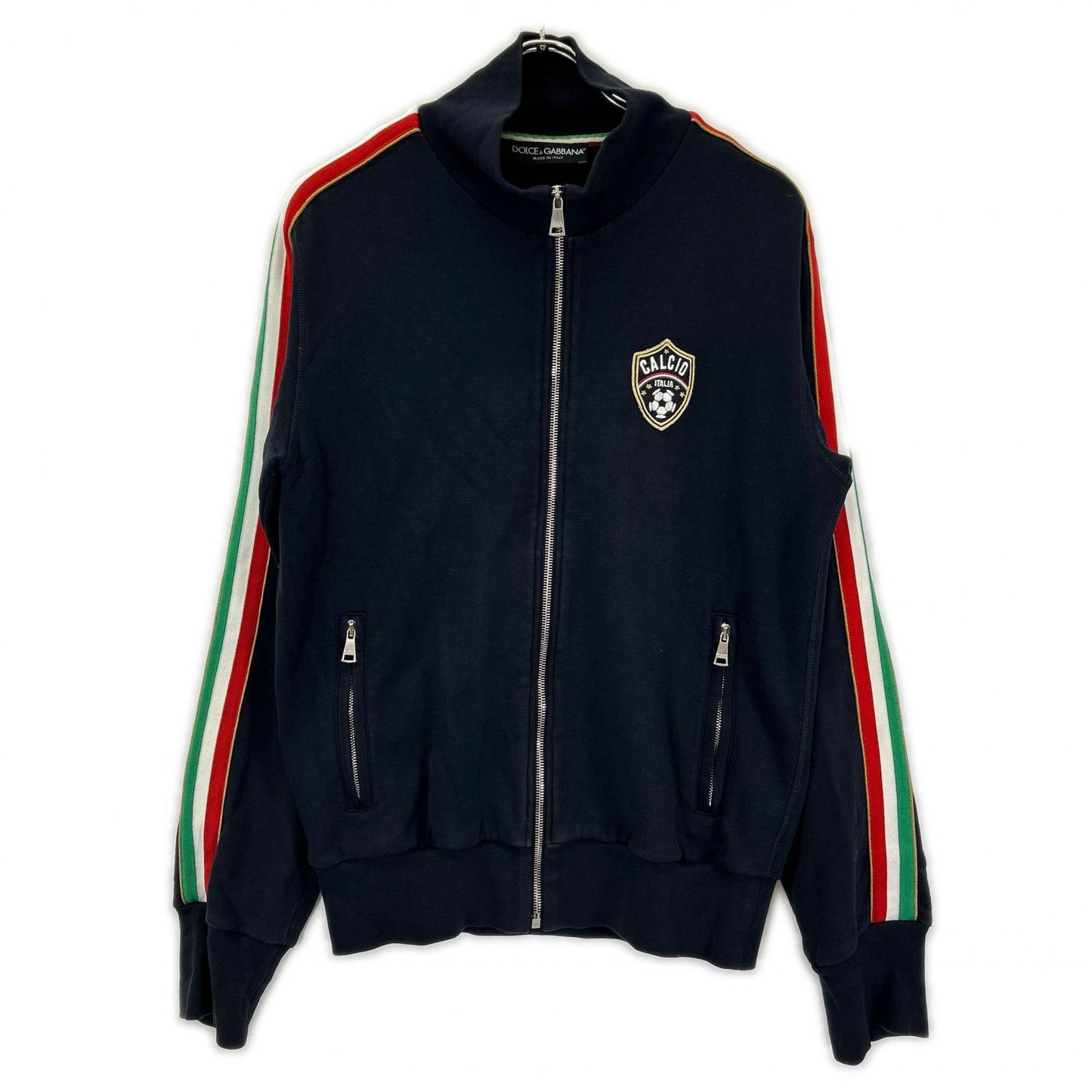 DOLCE&GABBANA ドルチェアンドガッバーナ ネイビー コットン エンブレムワッペン トラックジャケット ジャケット