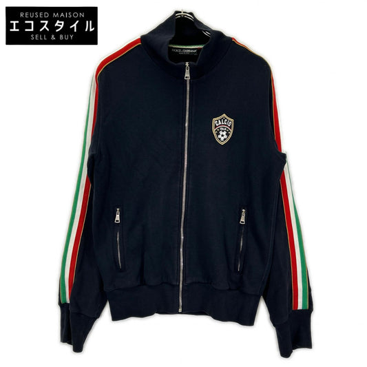 DOLCE&GABBANA ドルチェアンドガッバーナ ネイビー コットン エンブレムワッペン トラックジャケット ジャケット