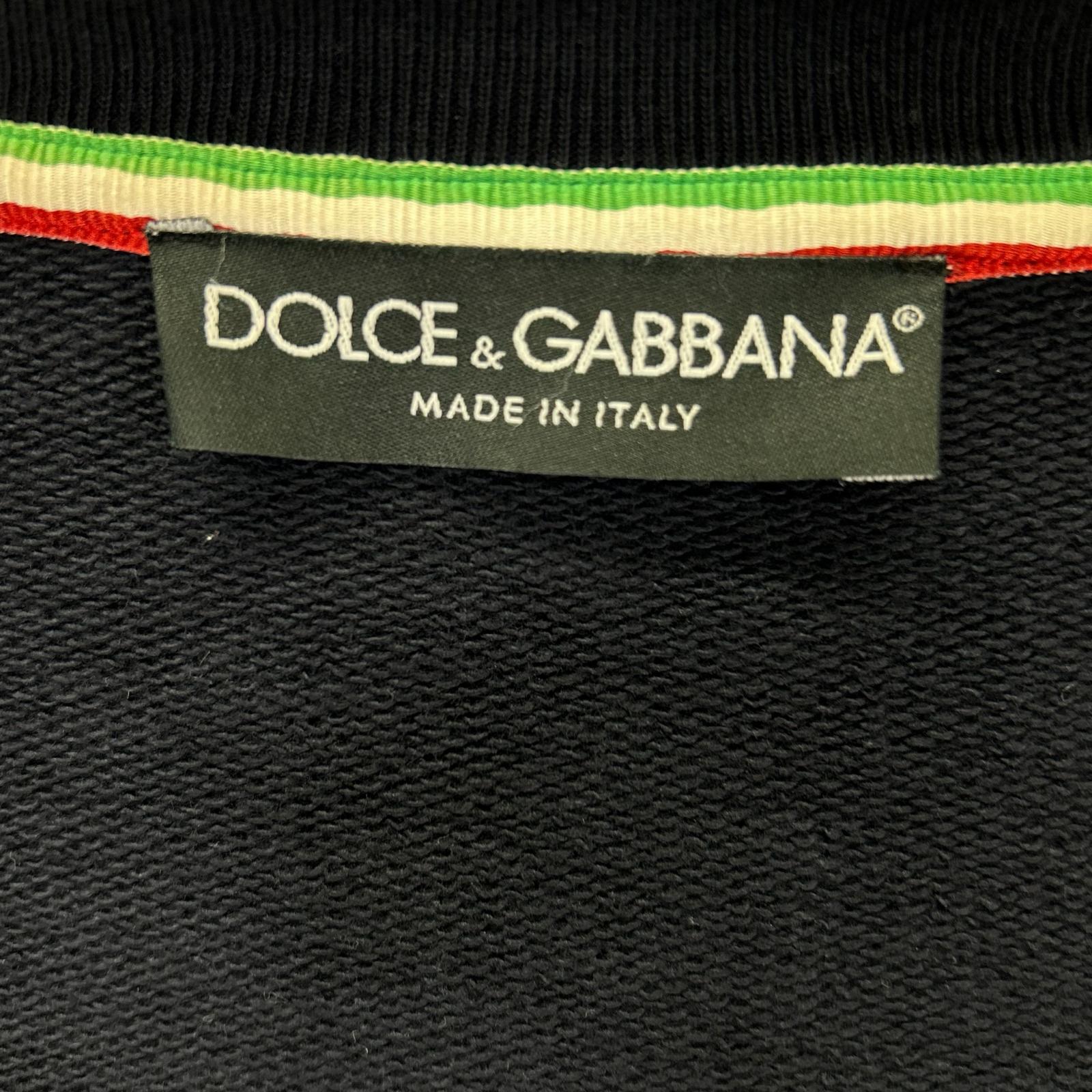 DOLCE&GABBANA ドルチェアンドガッバーナ ネイビー コットン エンブレムワッペン トラックジャケット ジャケット