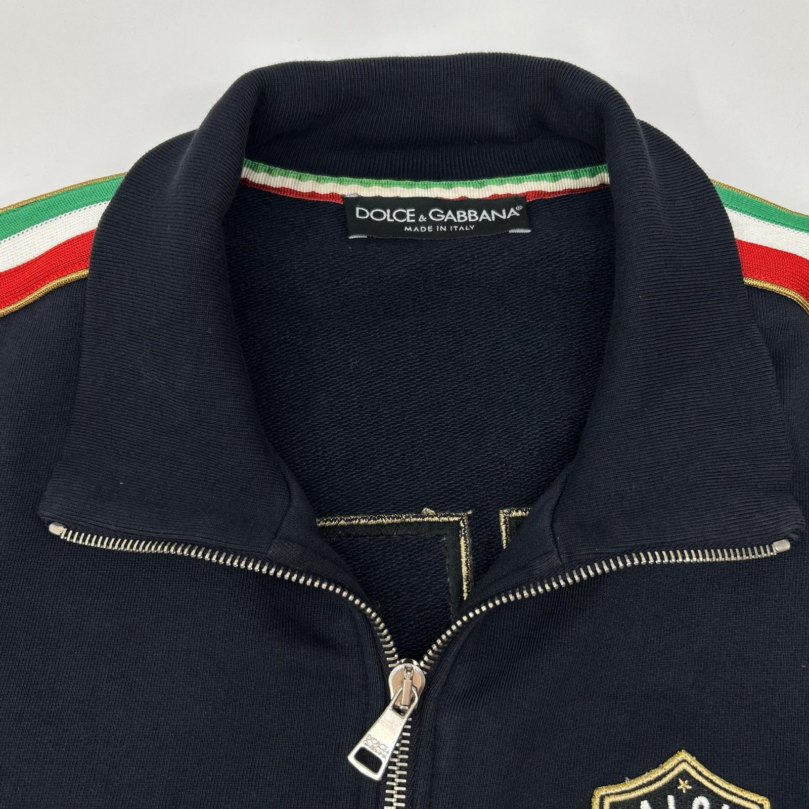 DOLCE&GABBANA ドルチェアンドガッバーナ ネイビー コットン エンブレムワッペン トラックジャケット ジャケット