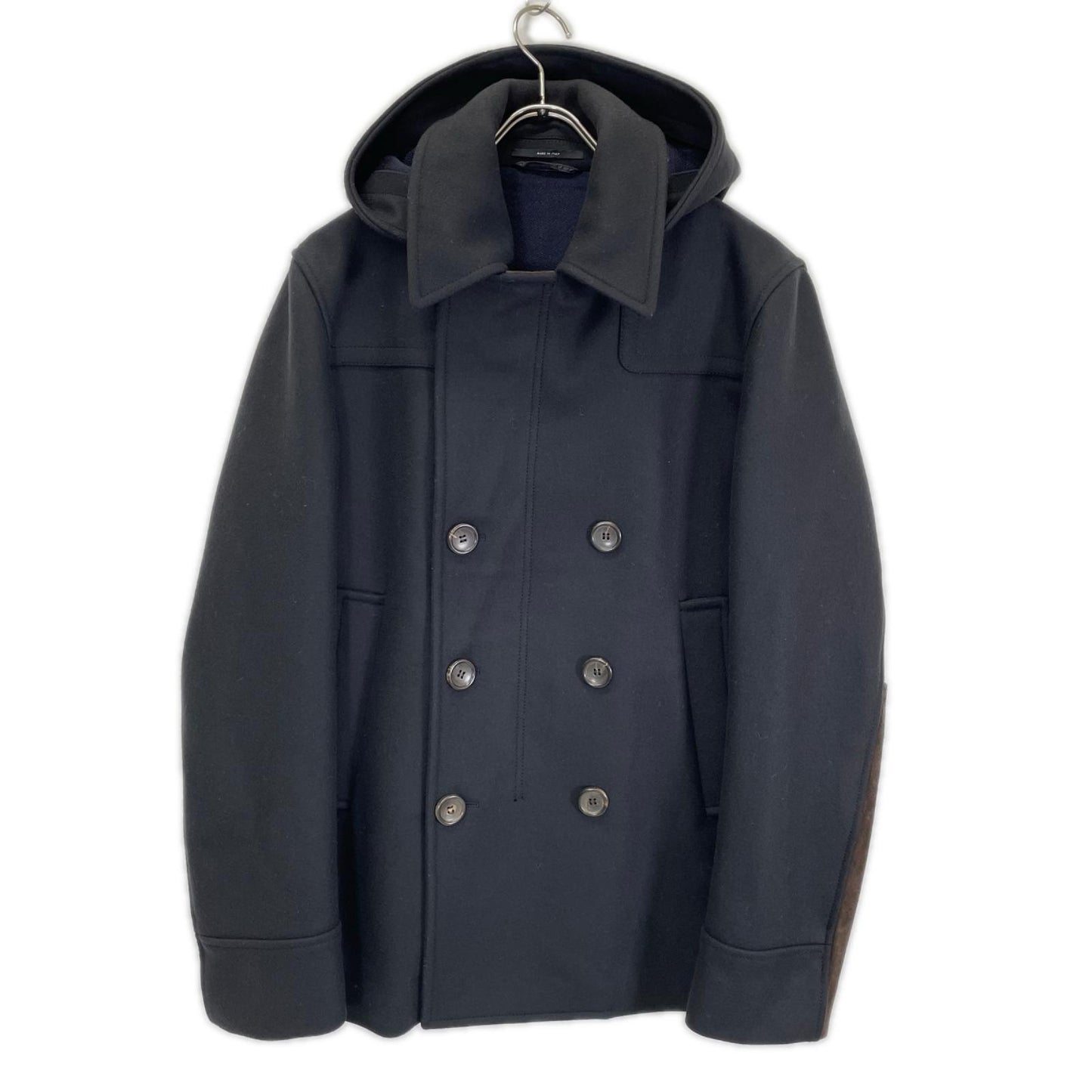 GUCCI グッチ 268604 ブラック フード付 スウェード切替 ダブルコート コート