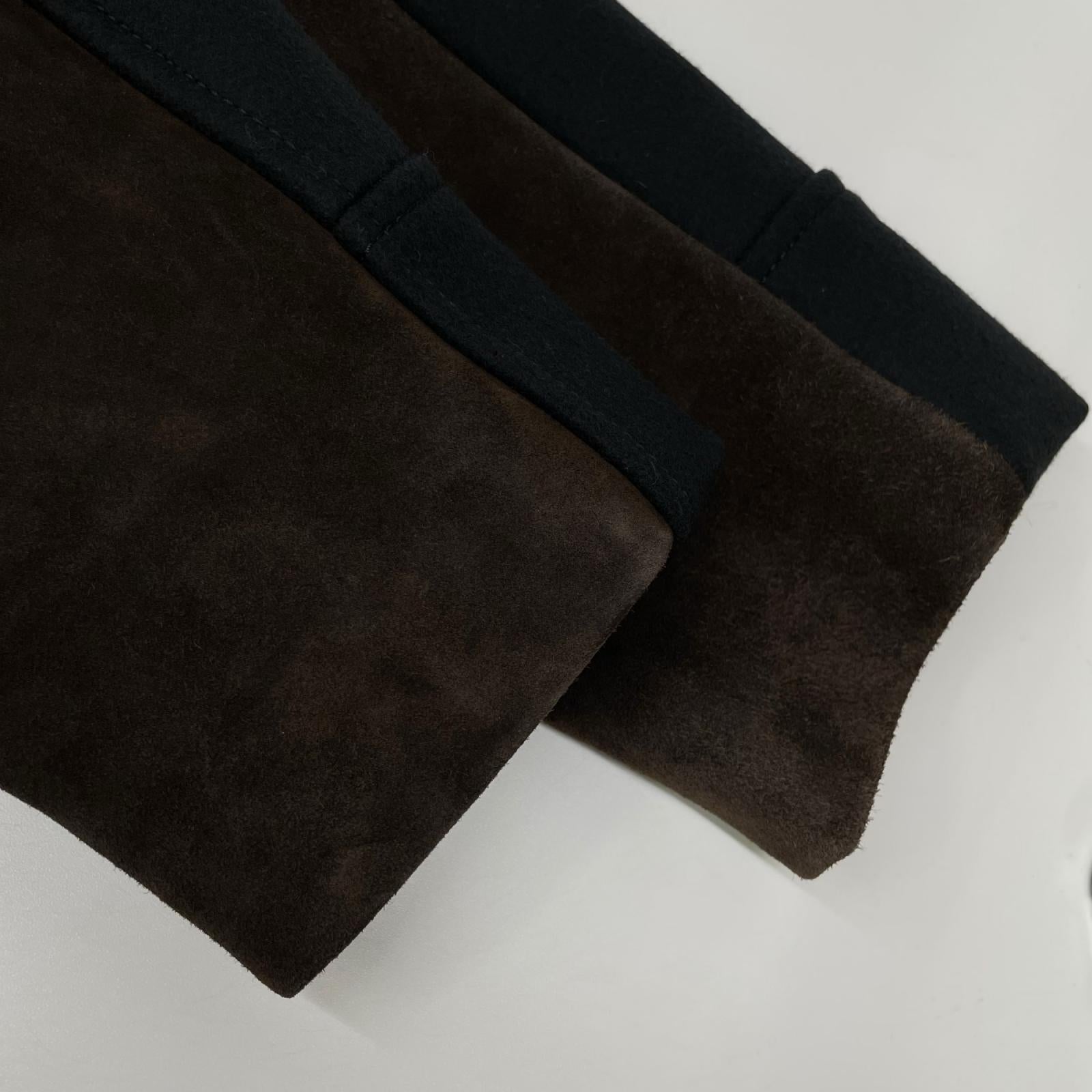 GUCCI グッチ 268604 ブラック フード付 スウェード切替 ダブルコート コート
