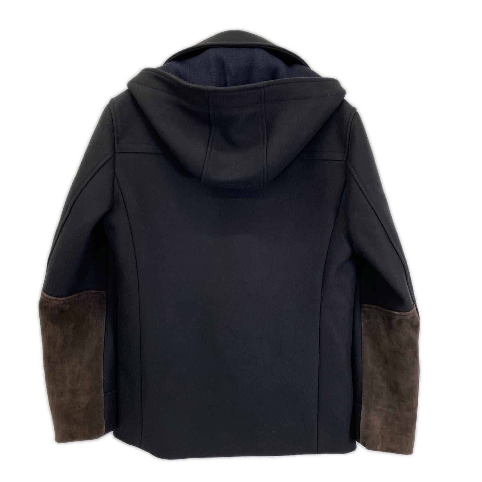 GUCCI グッチ 268604 ブラック フード付 スウェード切替 ダブルコート コート