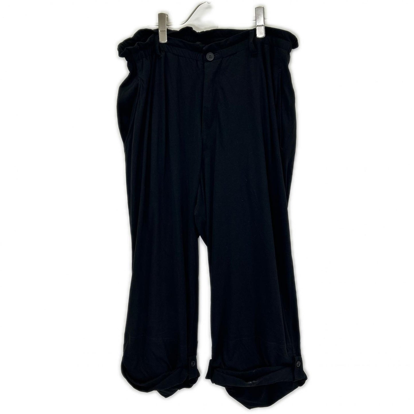 yohjiyamamoto ヨウジヤマモト HK-T40-092 ブラック HIGH TWISTED JERSEY TAB DETAIL PANTS ボトムス