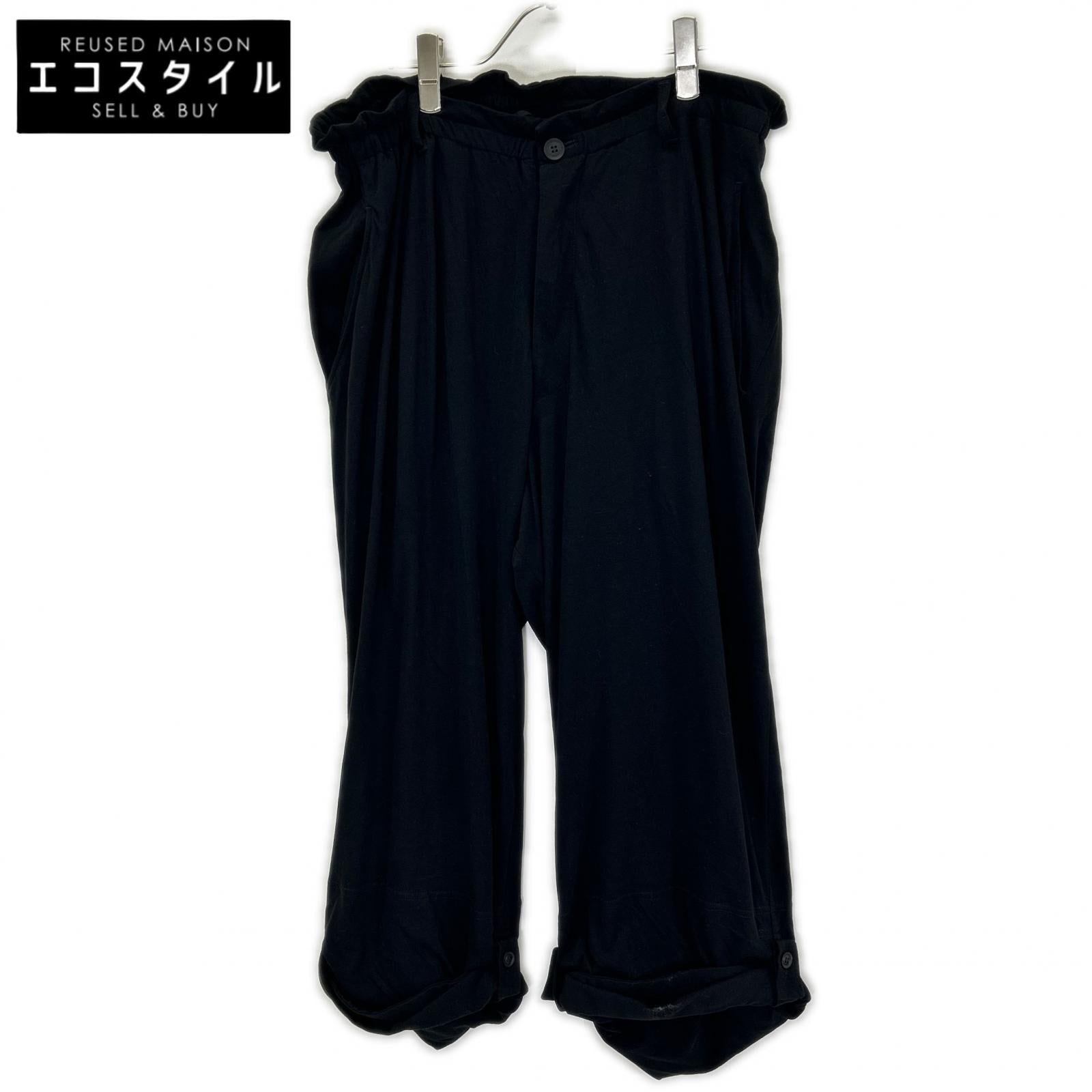 yohjiyamamoto ヨウジヤマモト HK-T40-092 ブラック HIGH TWISTED JERSEY TAB DETAIL PANTS ボトムス